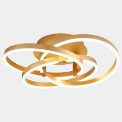 Carson 11.6 in. 3-Light Gold Simple Geometric LED Semi Flush Mount by Maxax
