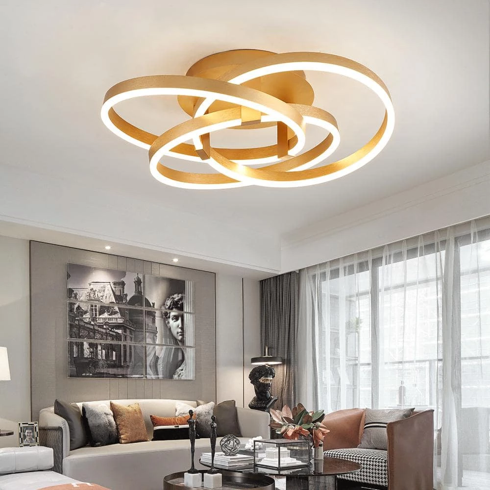 Carson 11.6 in. 3-Light Gold Simple Geometric LED Semi Flush Mount by Maxax 3 Carson 11.6 in. 3-Light Gold Simple Geometric LED Semi Flush Mount by Maxax - Image 3