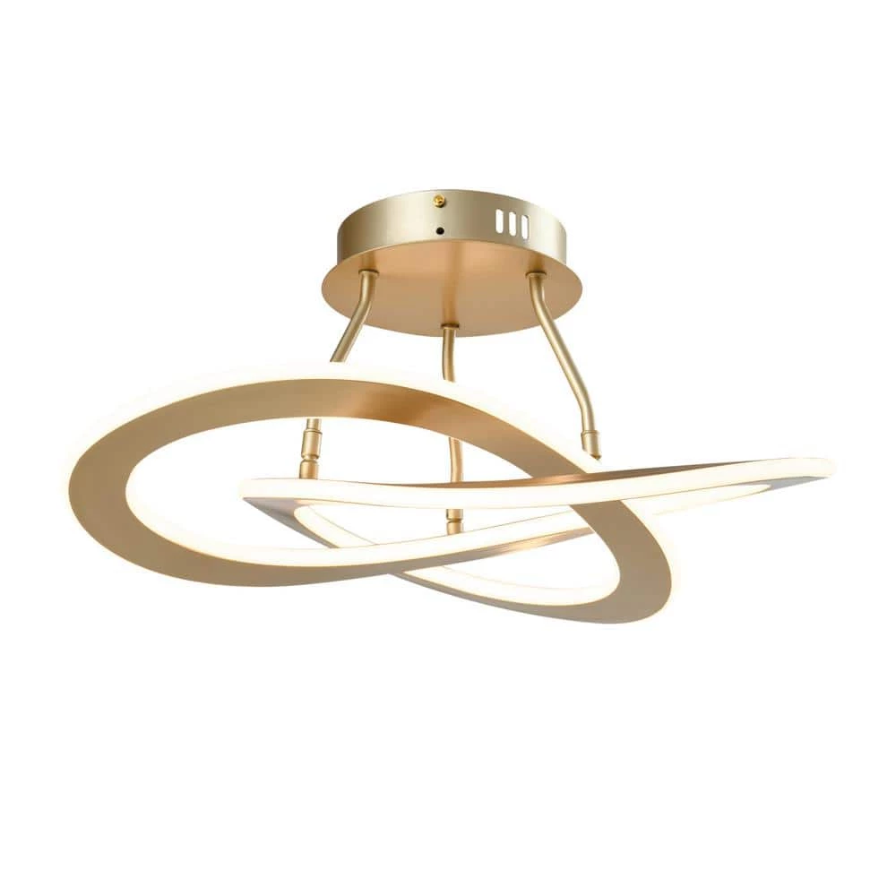 Carson 1-Light 19.69 in. Gold LED Semi Flush Mount by Maxax 1 Carson 1-Light 19.69 in. Gold LED Semi Flush Mount by Maxax