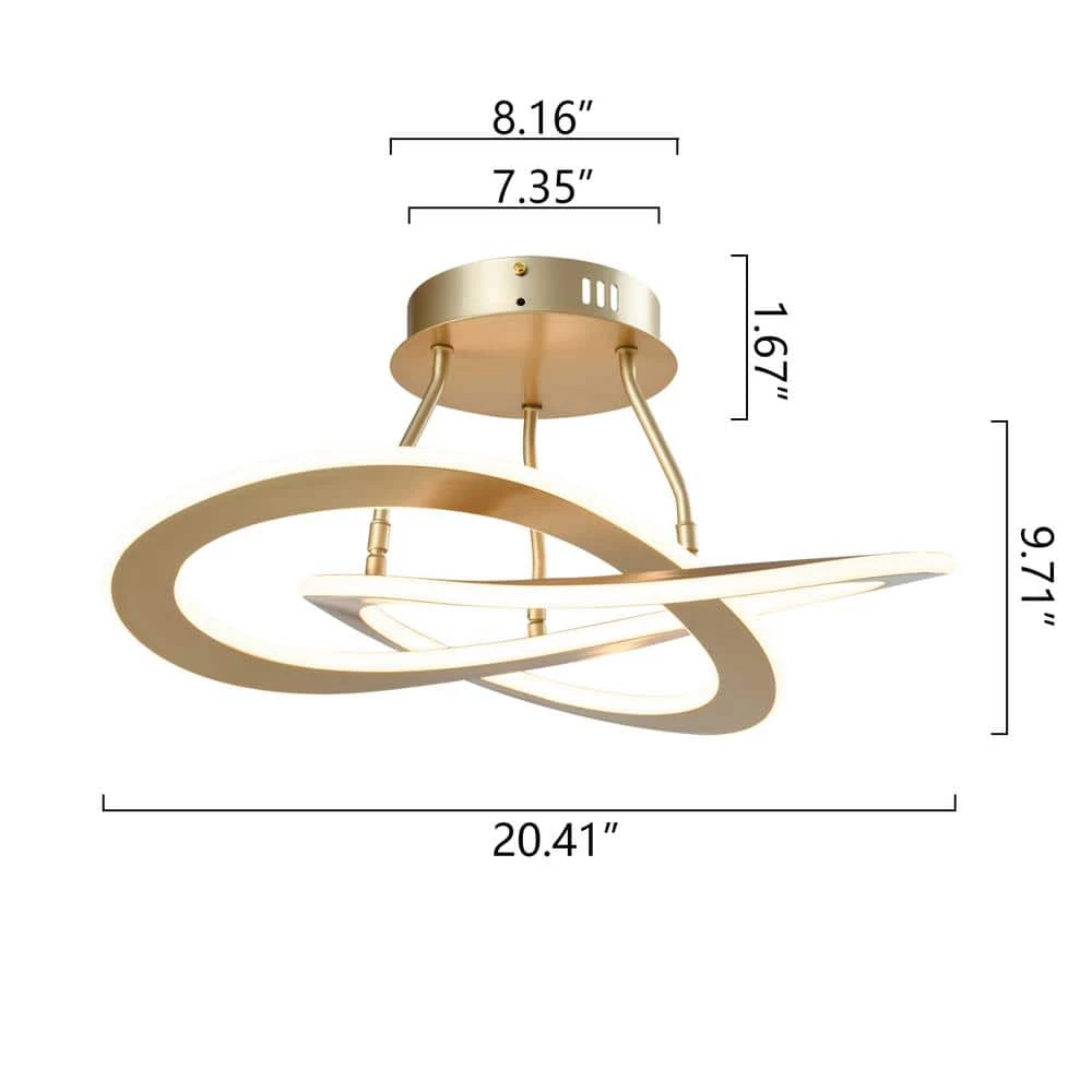 Carson 1-Light 19.69 in. Gold LED Semi Flush Mount by Maxax 4 Carson 1-Light 19.69 in. Gold LED Semi Flush Mount by Maxax - Image 4