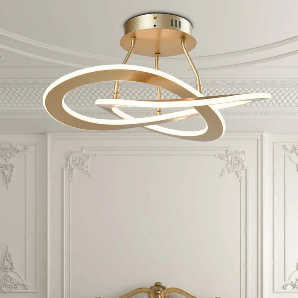 Carson 1-Light 19.69 in. Gold LED Semi Flush Mount by Maxax 2 Carson 1-Light 19.69 in. Gold LED Semi Flush Mount by Maxax - Image 2