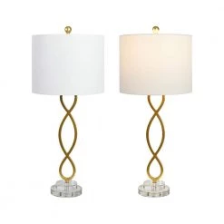 Montgomery 30 .25" Gold/Clear Table Lamp Set (Set of 2) by Maxax 13 Montgomery 30 .25" Gold/Clear Table Lamp Set (Set of 2) by Maxax -Maxax Elegant store gold maxax table lamps t10 gd 44 1000
