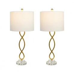Montgomery 30 .25" Gold/Clear Table Lamp Set (Set of 2) by Maxax