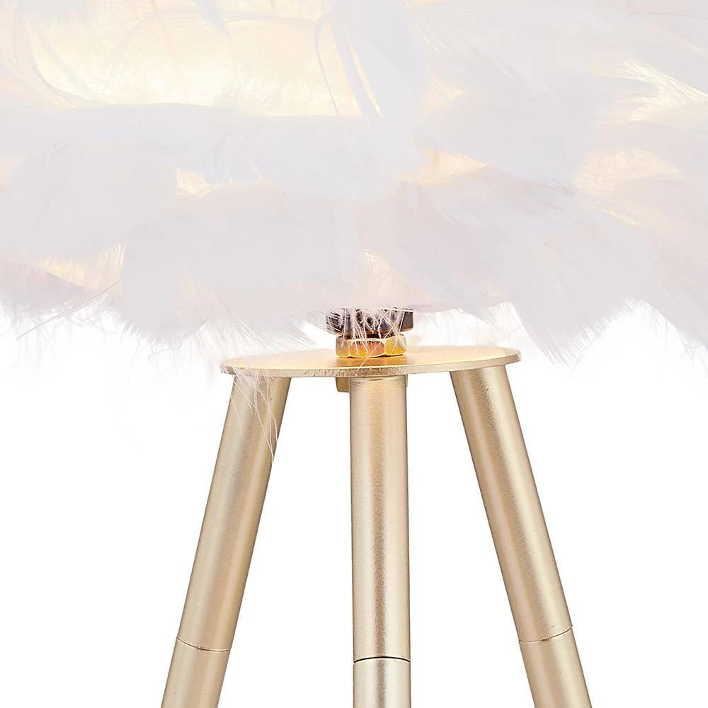 Columbus 14.5 in. Gold Tripod Table Lamp Set with White Feather by Maxax 4 Columbus 14.5 in. Gold Tripod Table Lamp Set with White Feather by Maxax - Image 4
