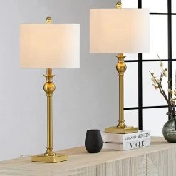 Cleveland 28 in. Gold Table Lamp Set (Set of 2) by Maxax -Maxax Elegant store gold maxax table lamps t110 gd 4f 1000