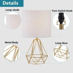 Detroit 20 .5 in. Gold Table Lamp with with White Shade (Set of 2) by Maxax -Maxax Elegant store gold maxax table lamps t25 gd 44 1000