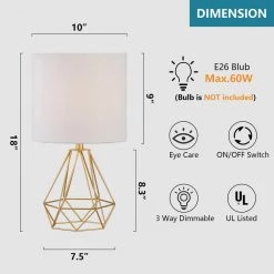 Detroit 20 .5 in. Gold Table Lamp with with White Shade (Set of 2) by Maxax -Maxax Elegant store gold maxax table lamps t25 gd 4f 1000