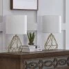 Detroit 20 .5 in. Gold Table Lamp with with White Shade (Set of 2) by Maxax