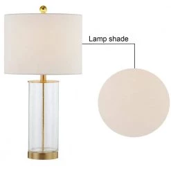 Concord 23 .75" Clear Glass Bedside Table Lamp with Oatmeal Lampshade (Set of 2) by Maxax -Maxax Elegant store gold maxax table lamps t27 gd 1f 1000