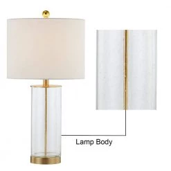 Concord 23 .75" Clear Glass Bedside Table Lamp with Oatmeal Lampshade (Set of 2) by Maxax -Maxax Elegant store gold maxax table lamps t27 gd 44 1000