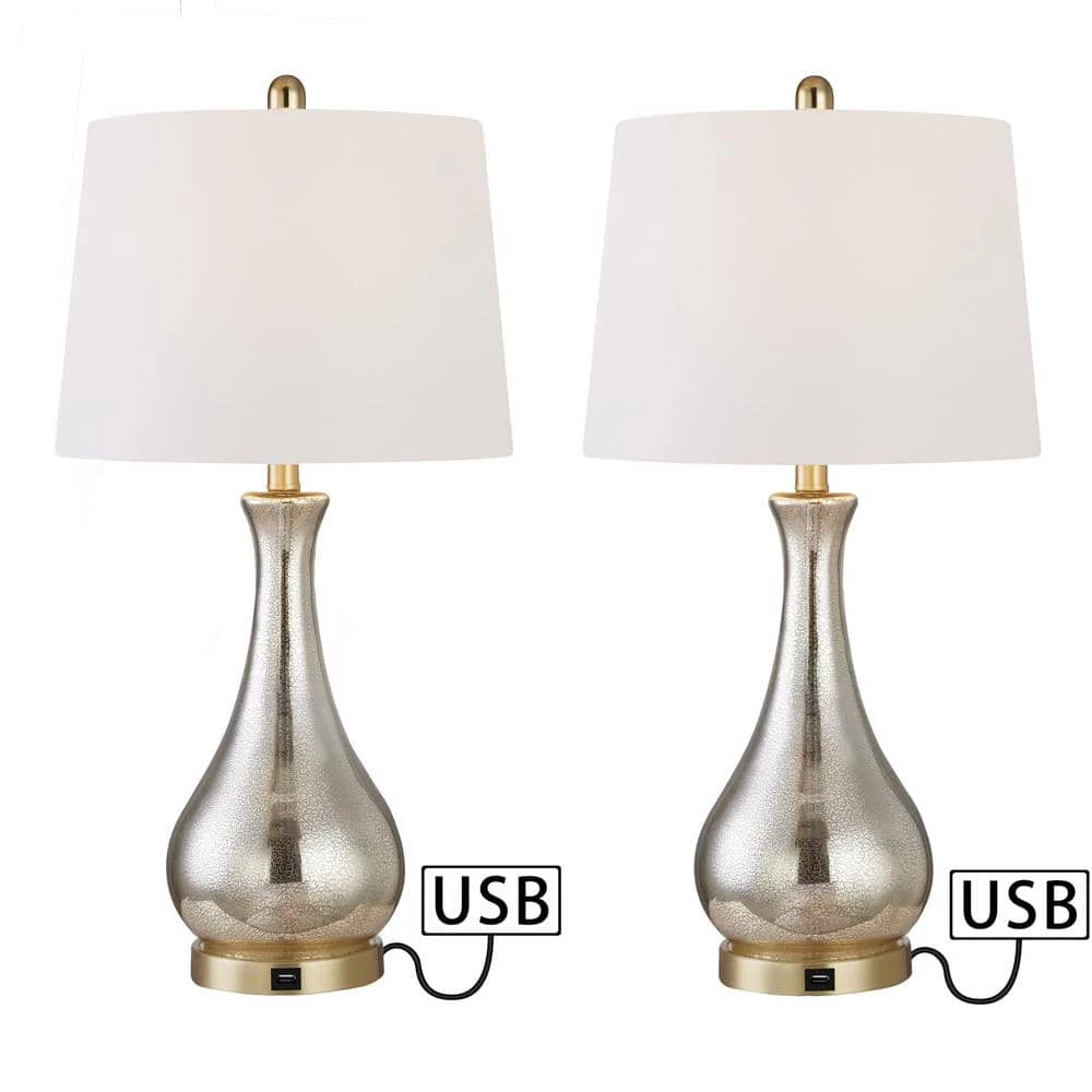 Denver 27 .25" Gold Table Lamp Set with USB (Set of 2) by Maxax 1 Denver 27 .25" Gold Table Lamp Set with USB (Set of 2) by Maxax