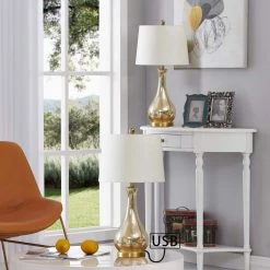 Denver 27 .25" Gold Table Lamp Set with USB (Set of 2) by Maxax 10 Denver 27 .25" Gold Table Lamp Set with USB (Set of 2) by Maxax -Maxax Elegant store gold maxax table lamps t41 gd 66 1000