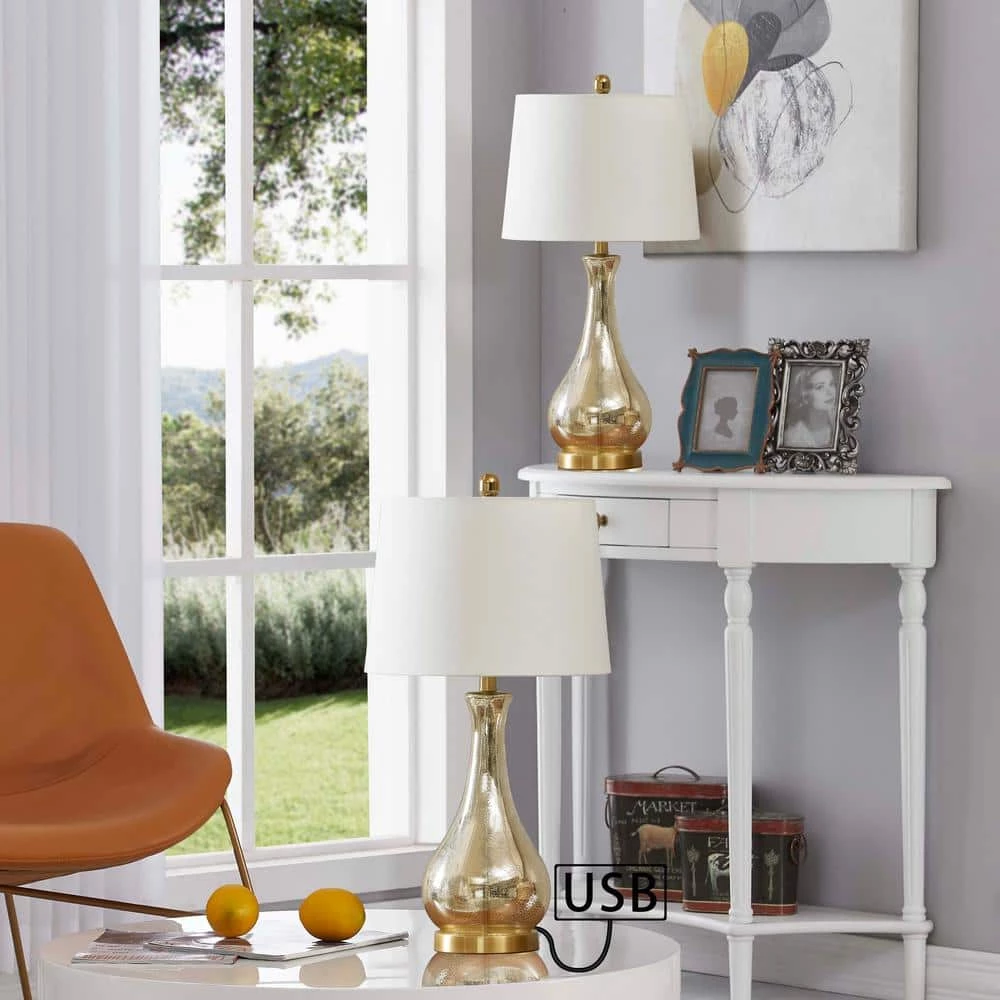 Denver 27 .25" Gold Table Lamp Set with USB (Set of 2) by Maxax 3 Denver 27 .25" Gold Table Lamp Set with USB (Set of 2) by Maxax - Image 3