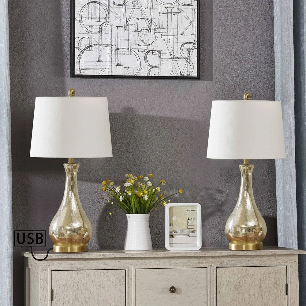 Denver 27 .25" Gold Table Lamp Set with USB (Set of 2) by Maxax 8 Denver 27 .25" Gold Table Lamp Set with USB (Set of 2) by Maxax - Image 8