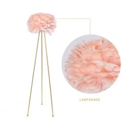 Columbus 60 in. Pink/Gold Tripod Floor Lamp With Feather by Maxax -Maxax Elegant store gold pink maxax floor lamps f21 pk 1d 1000