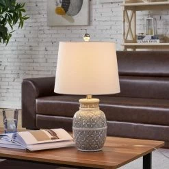 Sacramento 19.75 in. Gray Table Lamp by Maxax -Maxax Elegant store gray maxax table lamps t75 s 44 1000