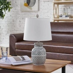 Sacramento 19.75 in. Gray Table Lamp by Maxax -Maxax Elegant store gray maxax table lamps t75 s fa 1000