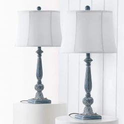 Salem 27.5 in. Green Table Lamp Set With Teal Shade (Set of 2) by Maxax