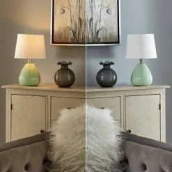 Sacramento 15.5 in. Green Table Lamp Set With White Shade (Set of 2) by Maxax -Maxax Elegant store green maxax table lamps t62 gr c3 1000