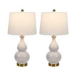 Sacramento 26.75 in. White Table Lamp Set with USB (Set of 2) by Maxax