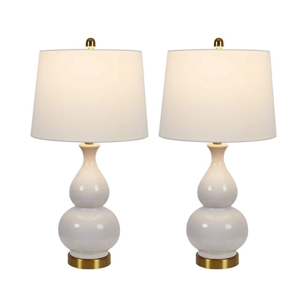 Sacramento 26.75 in. White Table Lamp Set with USB (Set of 2) by Maxax 1 Sacramento 26.75 in. White Table Lamp Set with USB (Set of 2) by Maxax
