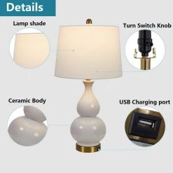 Sacramento 26.75 in. White Table Lamp Set with USB (Set of 2) by Maxax 11 Sacramento 26.75 in. White Table Lamp Set with USB (Set of 2) by Maxax -Maxax Elegant store grey white maxax table lamps t08 wh 66 1000
