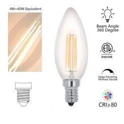 4-Watt (40-Watt Equivalent), B10 LED, Dimmable Light Bulb, Warm White Base E12/Candelabra Base 2700K (Set of 6) by Maxax -Maxax Elegant store maxax edison bulbs mxc35 b10 427 6pk 1f 1000