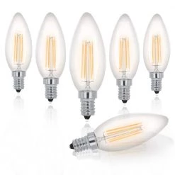 4-Watt (40-Watt Equivalent), B10 LED, Dimmable Light Bulb, Day White Base E12/Candelabra Base 4000K (Set of 6) by Maxax