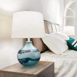 Columbia 22 " Blue Glass Table Lamp Set (Set of 2) by Maxax -Maxax Elegant store maxax lamp sets t15 bu 44 1000