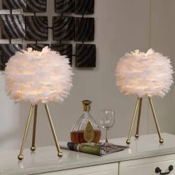 Columbus 19 " Gold Tripod Table Lamp Set With White Feather (Set of 2) by Maxax 15 Columbus 19 " Gold Tripod Table Lamp Set With White Feather (Set of 2) by Maxax -Maxax Elegant store maxax lamp sets t21 wh 76 1000