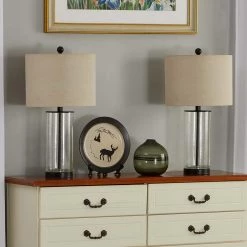 Concord 23 .75" Balck Table Lamp Set With Clear Glass Body (Set of 2) by Maxax