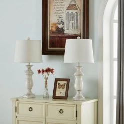Dallas 27 " White Bedside Table Lamp (Set of 2) by Maxax -Maxax Elegant store maxax lamp sets t47 wh 76 1000
