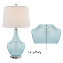 Denver 26 " Blue Glass Bedside Lamp with USB by Maxax -Maxax Elegant store maxax lamp sets t54 bu s 1f 1000