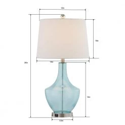 Denver 26 " Blue Glass Bedside Lamp with USB by Maxax -Maxax Elegant store maxax lamp sets t54 bu s 44 1000