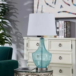 Denver 26 " Blue Glass Bedside Lamp with USB by Maxax -Maxax Elegant store maxax lamp sets t54 bu s c3 1000