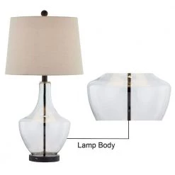 Denver 26 " Glear Glass Bedside Lamp with USB by Maxax -Maxax Elegant store maxax lamp sets t54 cl s 1f 1000