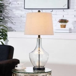 Denver 26 " Glear Glass Bedside Lamp with USB by Maxax -Maxax Elegant store maxax lamp sets t54 cl s 44 1000