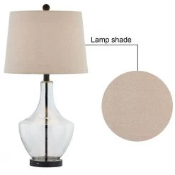 Denver 26 " Glear Glass Bedside Lamp with USB by Maxax -Maxax Elegant store maxax lamp sets t54 cl s 4f 1000