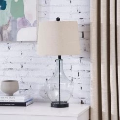 Denver 26 " Glear Glass Bedside Lamp with USB by Maxax