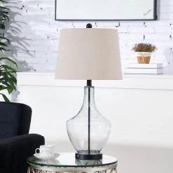 Denver 26 " Glear Glass Bedside Lamp with USB by Maxax -Maxax Elegant store maxax lamp sets t54 cl s c3 1000