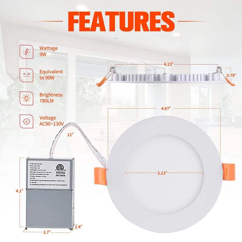4 in. Canless Ultra-Thin 9-Watt CCT 5000K Remodel Integrated LED Recessed Light Kit (6-Pack) by Maxax 5 4 in. Canless Ultra-Thin 9-Watt CCT 5000K Remodel Integrated LED Recessed Light Kit (6-Pack) by Maxax - Image 5