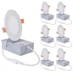 4 in. Canless Ultra-Thin 9-Watt CCT 5000K Remodel Integrated LED Recessed Light Kit (6-Pack) by Maxax