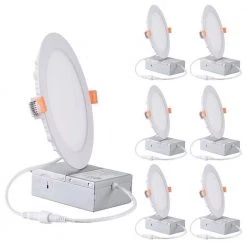 6 in. Canless Ultra-Thin 12-Watt CCT 3000K Remodel Integrated LED Recessed Light Kit (6-Pack) by Maxax