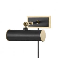 Holly 1-Light Aged Old Bronze Picture Light with Plug Antique Brass/Black Steel Shade by Mitzi by Hudson Valley Lighting