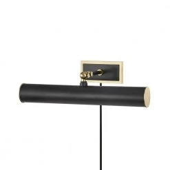 Holly 2-Light Aged Old Bronze Picture Light with Plug Antique Brass/Black Steel Shade by Mitzi by Hudson Valley Lighting