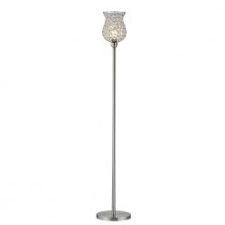Oklahoma 59 in. Nickel Torchiere Floor Lamp With Crystal Shade by Maxax