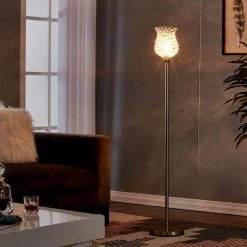 Oklahoma 59 in. Nickel Torchiere Floor Lamp With Crystal Shade by Maxax -Maxax Elegant store nickel maxax floor lamps f71 ni 76 1000