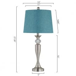 Cincinati 27 '' H Nickel Table Lamp With Blue Shade(Set of 2) by Maxax -Maxax Elegant store nickel maxax table lamps t109 bu 4f 1000