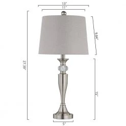 Cincinati 27 '' H Nickel Table Lamp With Gray Shade(Set of 2) by Maxax -Maxax Elegant store nickel maxax table lamps t109 gy 4f 1000