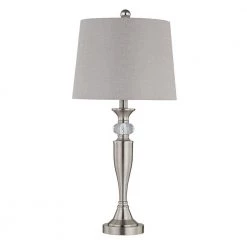 Cincinati 27 '' H Nickel Table Lamp With Gray Shade(Set of 2) by Maxax